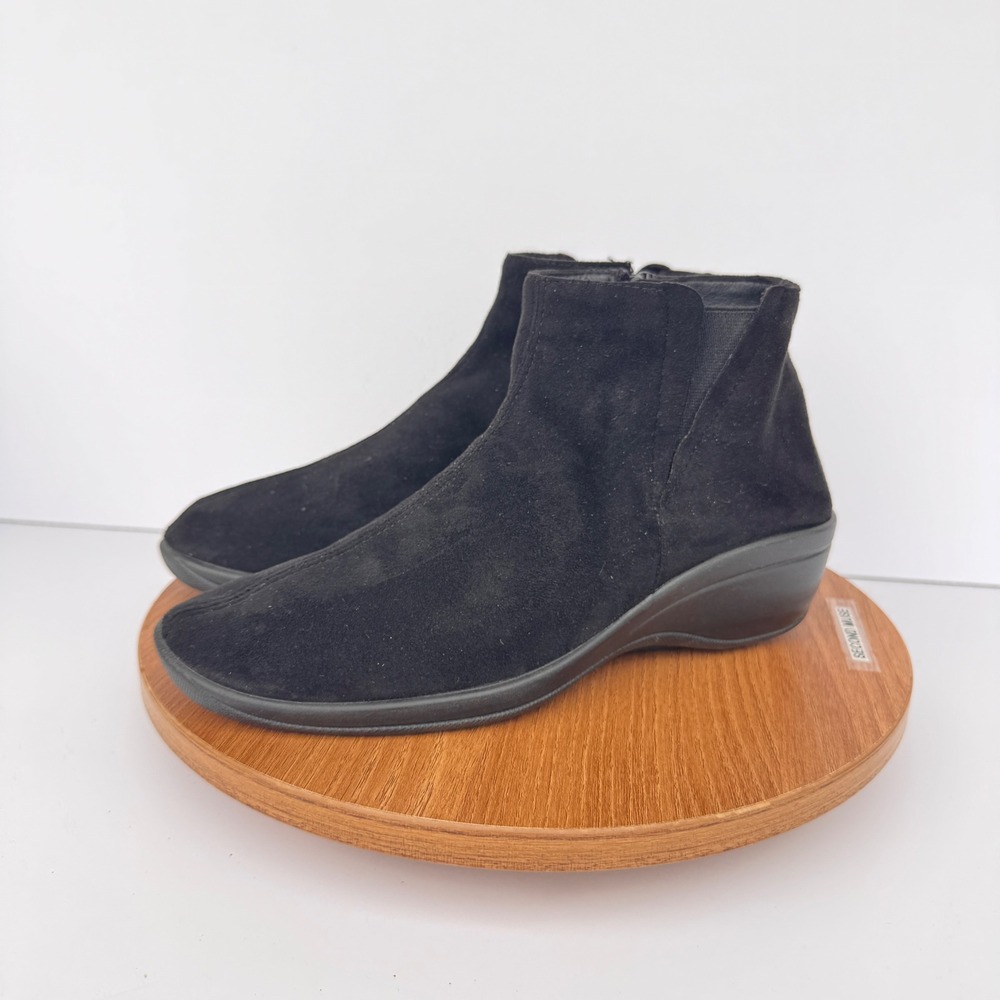 Arcopedico Black Suede Booties Women's Wedge Ankle Comfort Boots Size 40‎ / 9